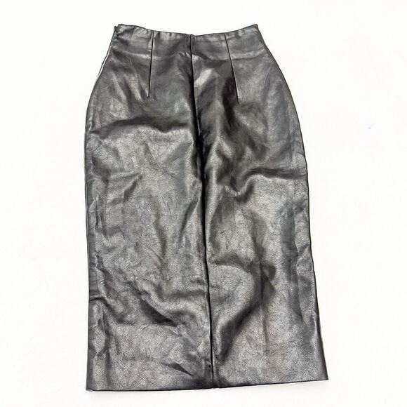 Superdown Black Patent Faux Leather Split Front Hem Skirt Size XS - Picture 2 of 5